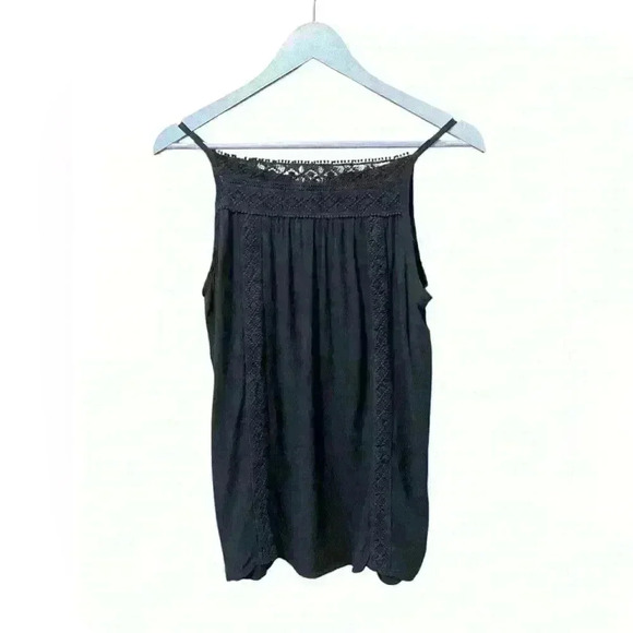 Maurice’s Crochet Trim High Neck Black Cami Medium - Picture 1 of 8